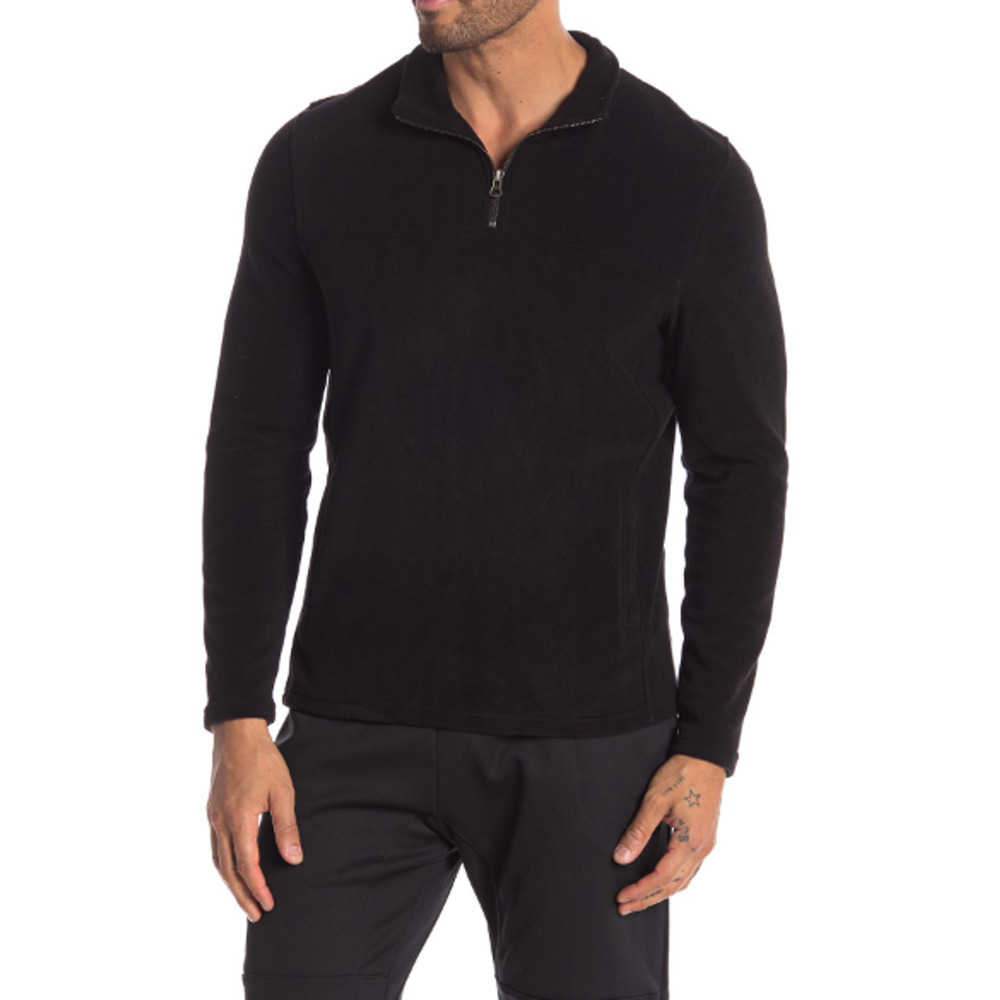 WALLIN & BROS Long Sleeve Fleece Quarter Zip Jacket Black Size M